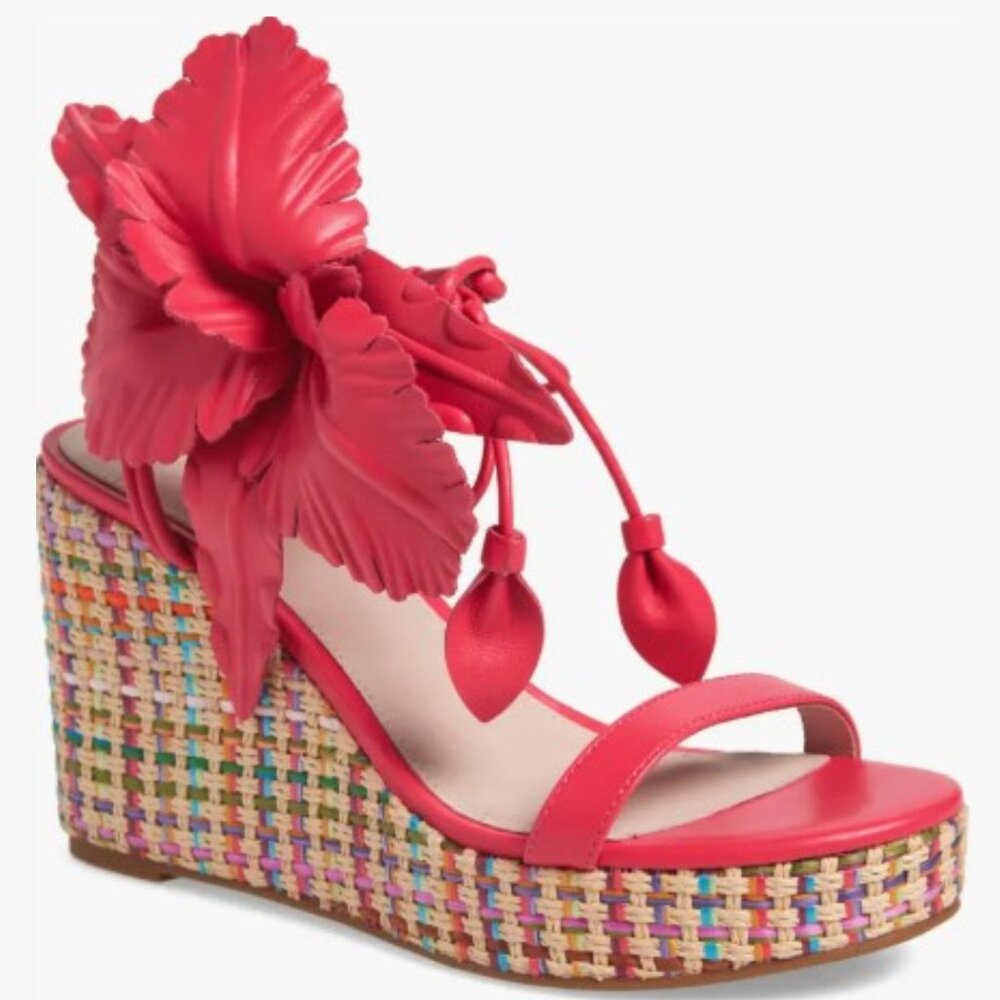 Cecelia New York Pink Lily Platform Wedge Sandal - SZ 6.5 - NWOT‎